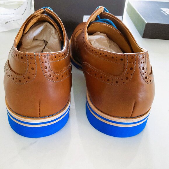 Rare Brand New Men\'s Bold Brown Leather and Suede Wingtips with blue Soles -S 14 main image 6
